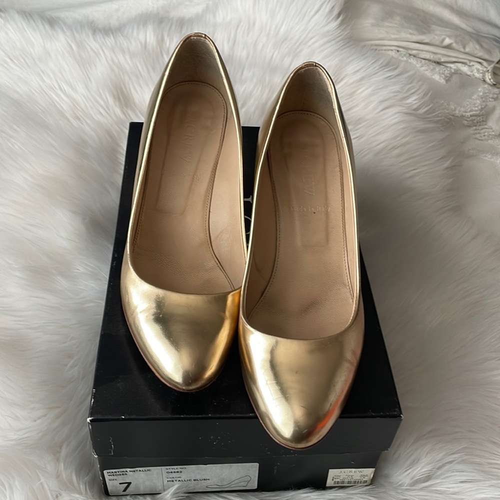 J.Crew Martina Metallic Wedges